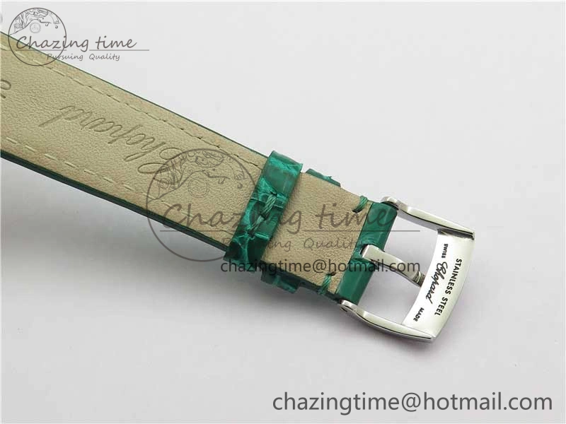HAPPY SPORT AUTOMATIC SS 36MM YYF 1:1 BEST EDITION WHITE DIAL ON GREEN LEATHER STRAP A2892
