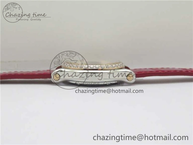 HAPPY SPORT AUTOMATIC SS RG 36MM CRYSTAL YYF 1:1 BEST EDITION WHITE DIAL ON RED LEATHER STRAP A2892