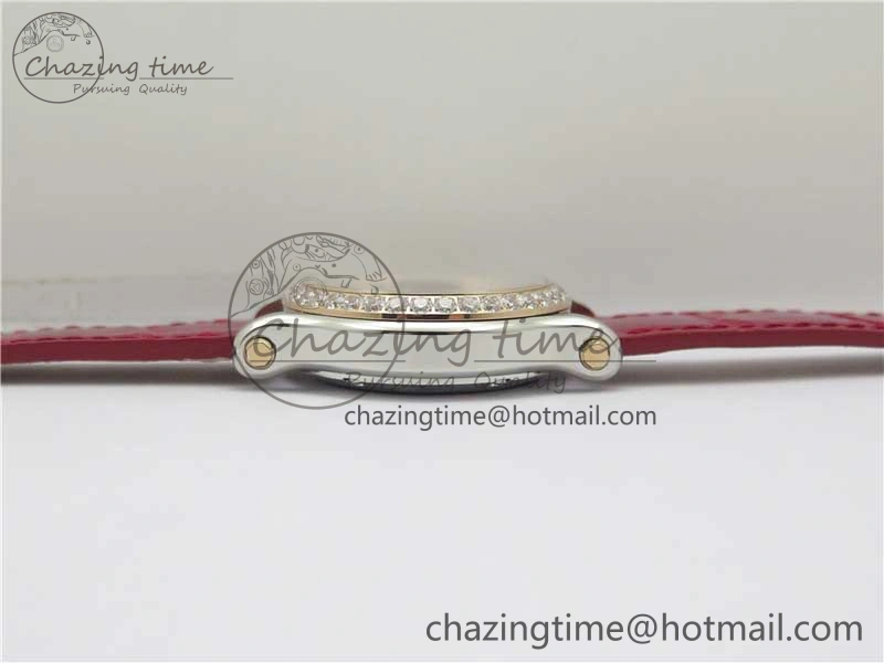 HAPPY SPORT AUTOMATIC SS RG 36MM CRYSTAL YYF 1:1 BEST EDITION WHITE DIAL ON RED LEATHER STRAP A2892