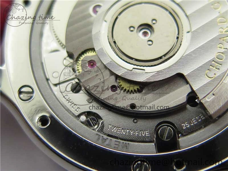 HAPPY SPORT AUTOMATIC SS RG 36MM CRYSTAL YYF 1:1 BEST EDITION WHITE DIAL ON RED LEATHER STRAP A2892