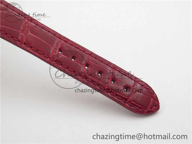 HAPPY SPORT AUTOMATIC SS RG 36MM CRYSTAL YYF 1:1 BEST EDITION WHITE DIAL ON RED LEATHER STRAP A2892