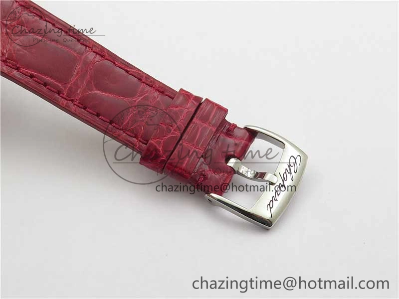 HAPPY SPORT AUTOMATIC SS RG 36MM CRYSTAL YYF 1:1 BEST EDITION WHITE DIAL ON RED LEATHER STRAP A2892