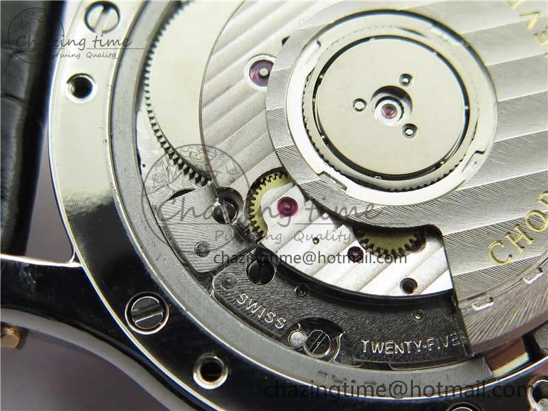 HAPPY SPORT AUTOMATIC SS RG 36MM YYF 1:1 BEST EDITION WHITE DIAL ON BLACK LEATHER STRAP A2892