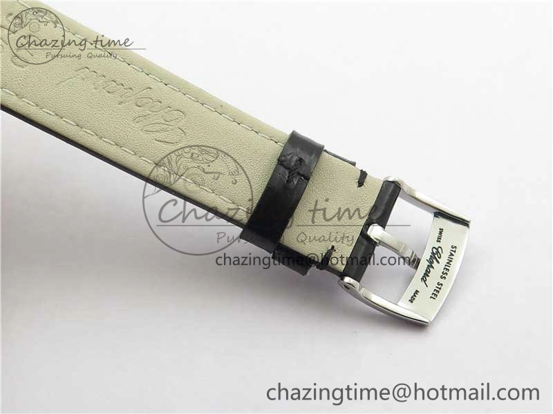 HAPPY SPORT AUTOMATIC SS RG 36MM YYF 1:1 BEST EDITION WHITE DIAL ON BLACK LEATHER STRAP A2892