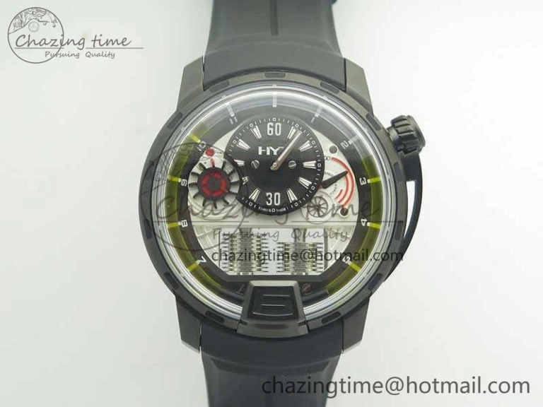 HTY RG DLC CYF White Dial Black Crown On Black Rubber Strap Asian Movement HTY Cal.101