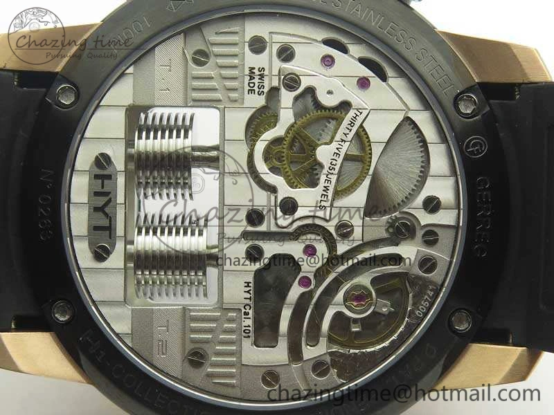 HTY RG DLC CYF White Dial Black Crown On Black Rubber Strap Asian Movement HTY Cal.101