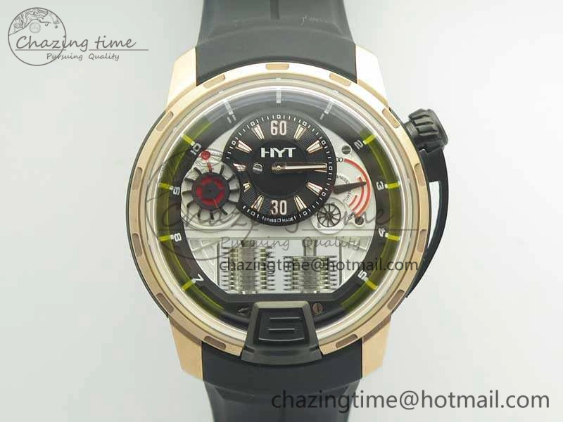 HTY RG DLC CYF White Dial Black Crown On Black Rubber Strap Asian Movement HTY Cal.101