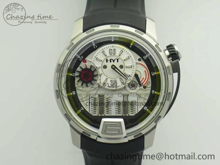 HTY RG DLC CYF White Dial Black Crown On Black Rubber Strap Asian Movement HTY Cal.101
