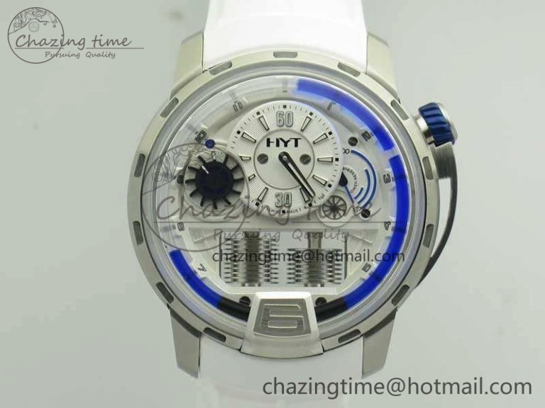 HTY RG DLC CYF White Dial Black Crown On Black Rubber Strap Asian Movement HTY Cal.101