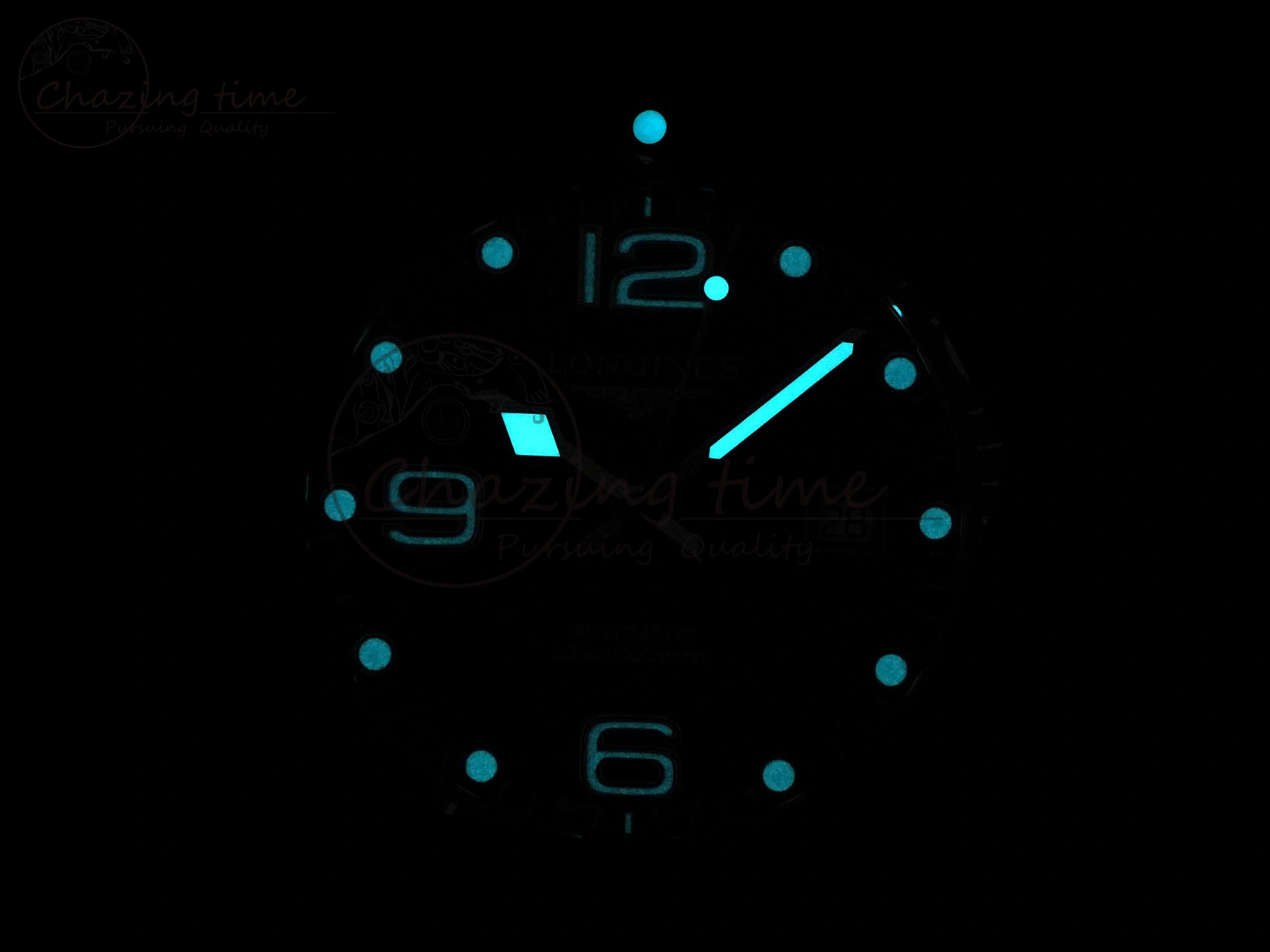 HYDROCONQUEST 43MM SS BLACK CERAMIC BEZEL XF 1:1 BEST EDITION BLACK DIAL ON SS BRACELET L888
