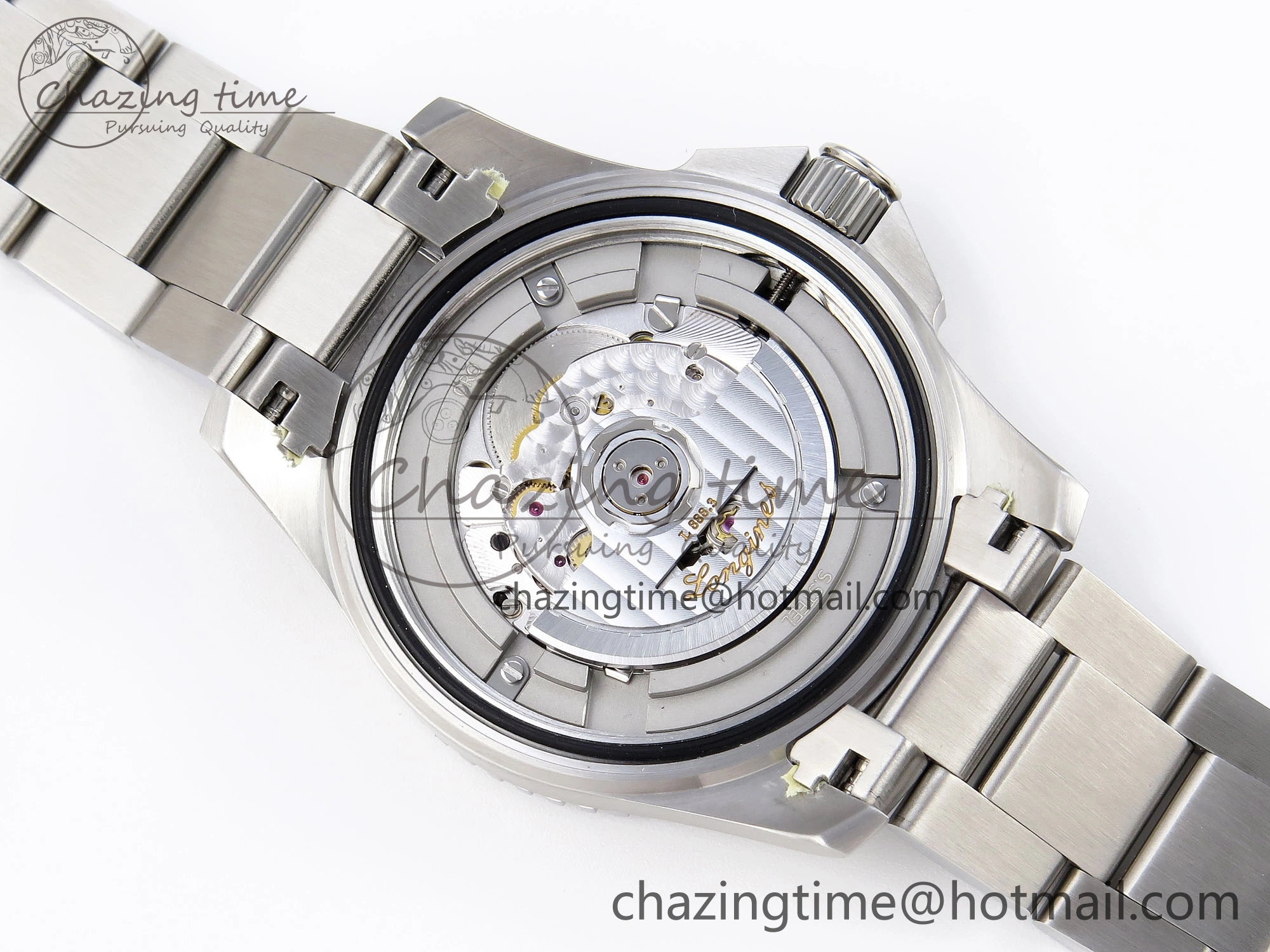 HYDROCONQUEST 43MM SS BLACK CERAMIC BEZEL XF 1:1 BEST EDITION BLACK DIAL ON SS BRACELET L888