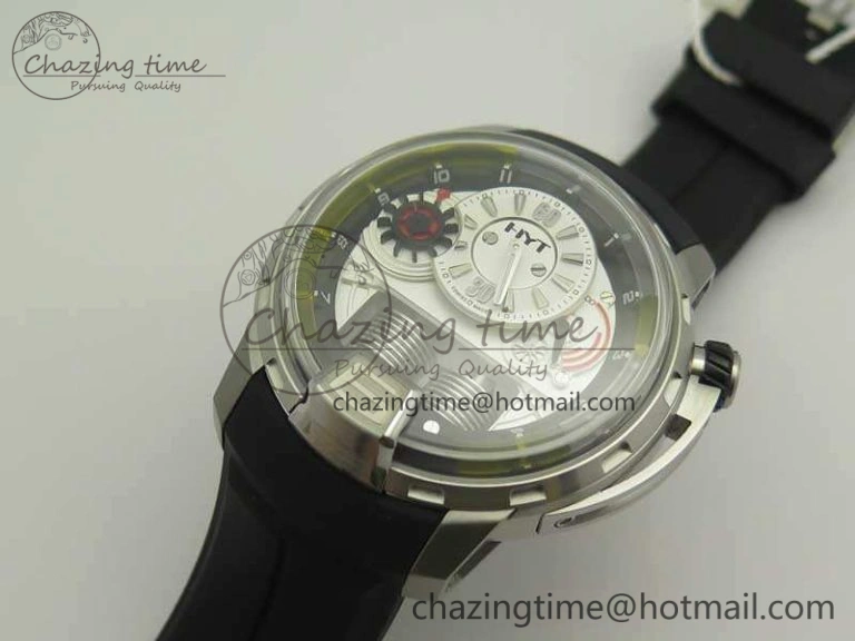 HYT SS CYF White Dial Black Crown On Black Rubber Strap Asian Movement HTY Cal.101