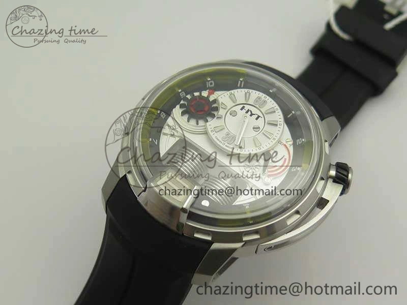 HYT SS CYF White Dial Black Crown On Black Rubber Strap Asian Movement HTY Cal.101