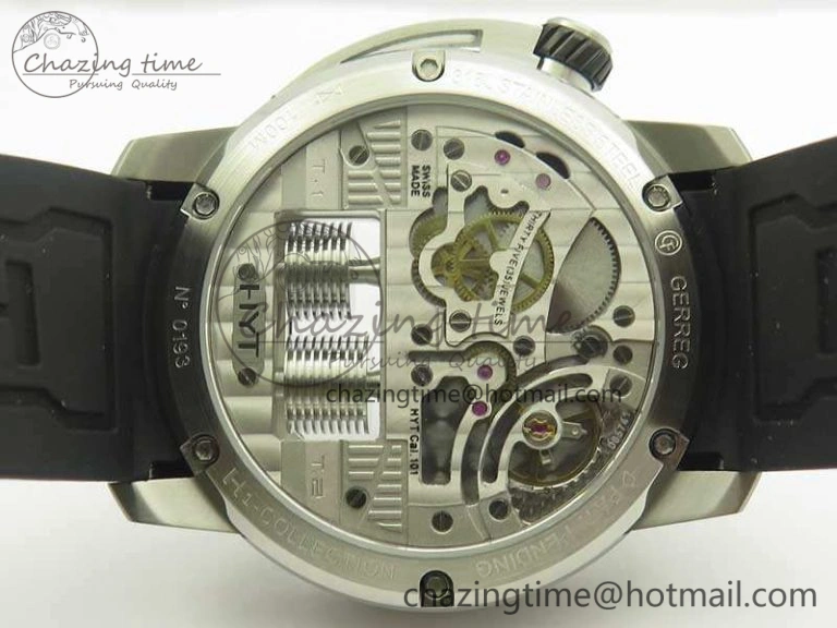 HYT SS CYF White Dial Black Crown On Black Rubber Strap Asian Movement HTY Cal.101