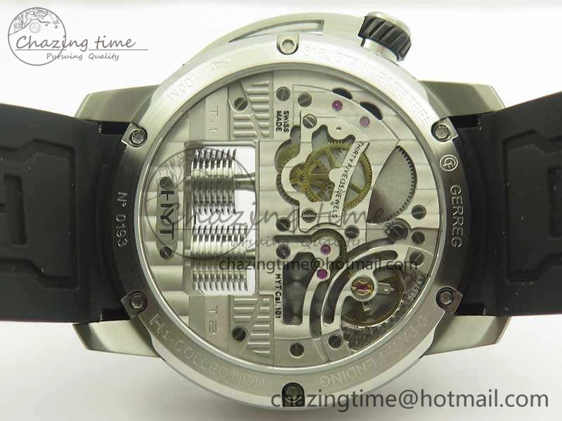 HYT SS CYF White Dial Black Crown On Black Rubber Strap Asian Movement HTY Cal.101
