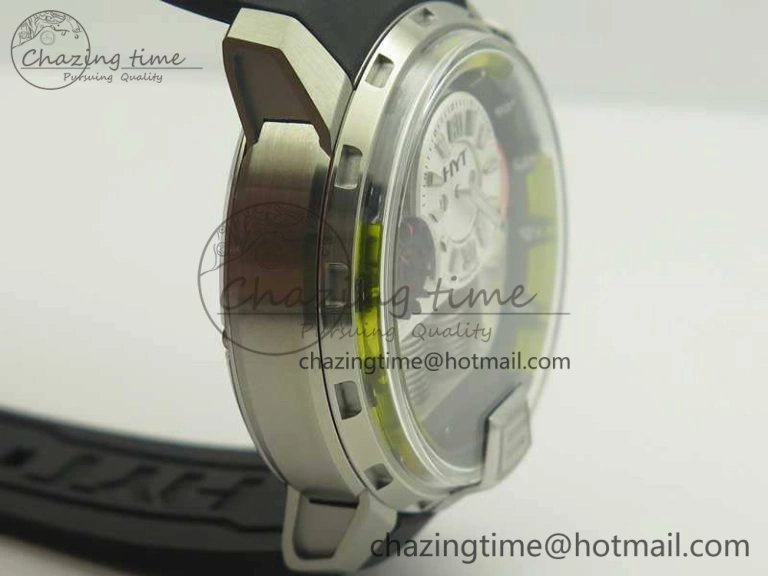 HYT SS CYF White Dial Black Crown On Black Rubber Strap Asian Movement HTY Cal.101