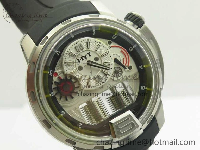 HYT SS CYF White Dial Black Crown On Black Rubber Strap Asian Movement HTY Cal.101