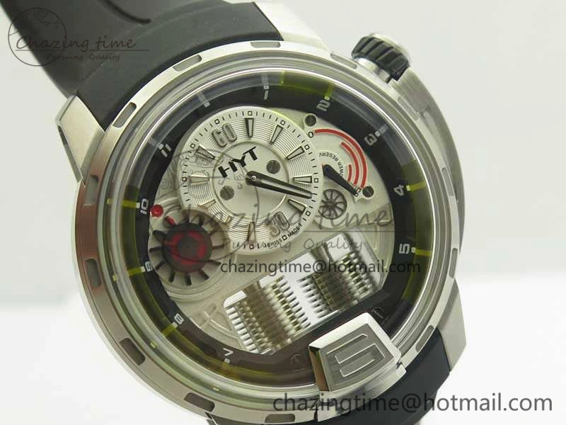 HYT SS CYF White Dial Black Crown On Black Rubber Strap Asian Movement HTY Cal.101