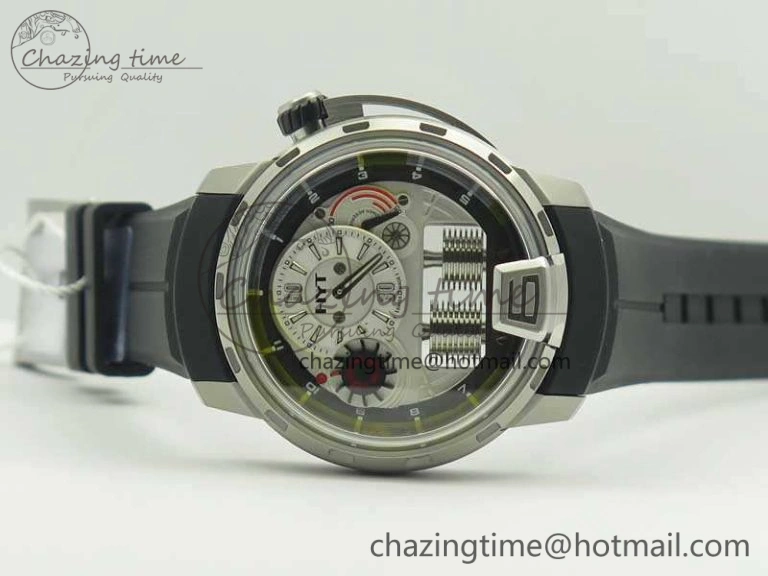 HYT SS CYF White Dial Black Crown On Black Rubber Strap Asian Movement HTY Cal.101