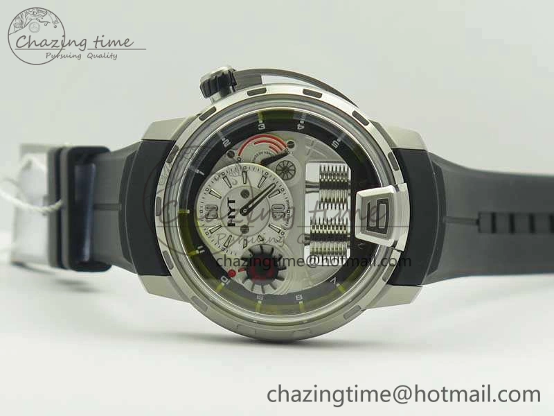 HYT SS CYF White Dial Black Crown On Black Rubber Strap Asian Movement HTY Cal.101