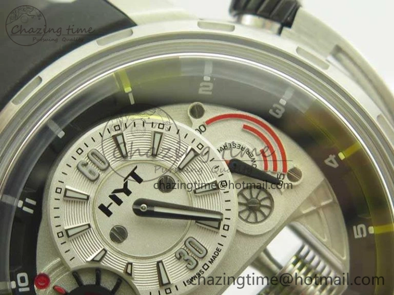 HYT SS CYF White Dial Black Crown On Black Rubber Strap Asian Movement HTY Cal.101
