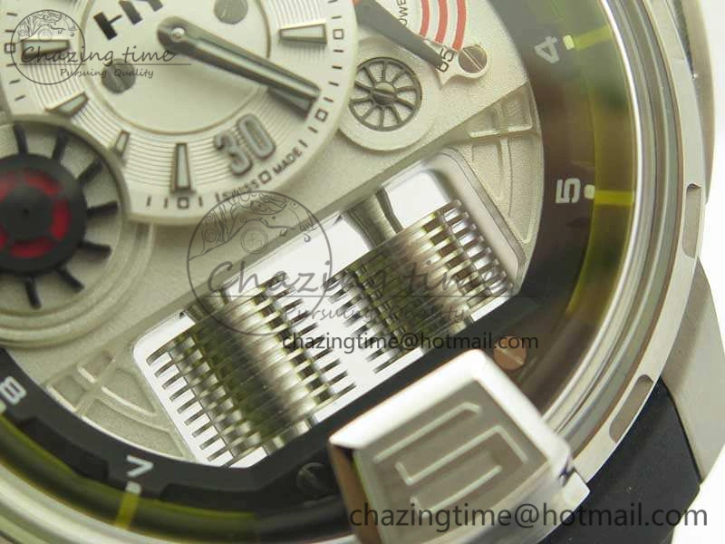 HYT SS CYF White Dial Black Crown On Black Rubber Strap Asian Movement HTY Cal.101