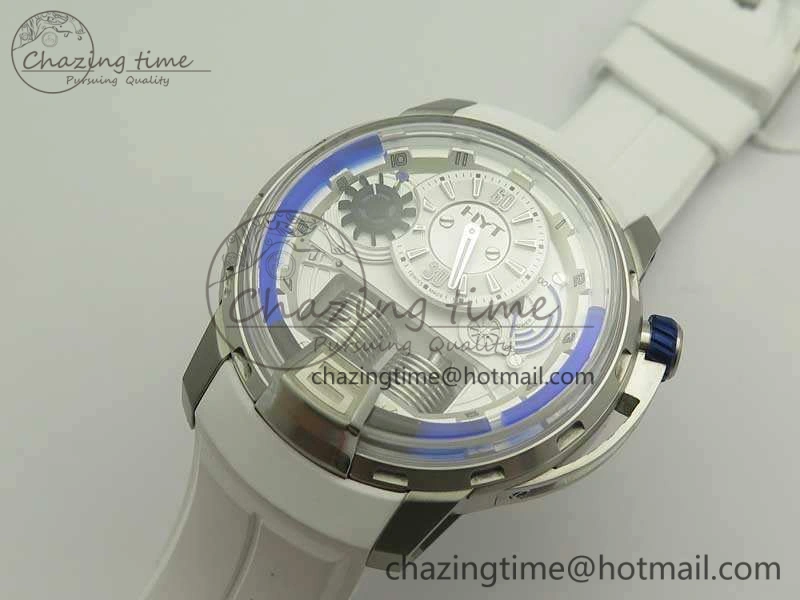 HYT SS CYF White Dial Blue Crown On White Rubber Strap Asian Movement HTY Cal.101