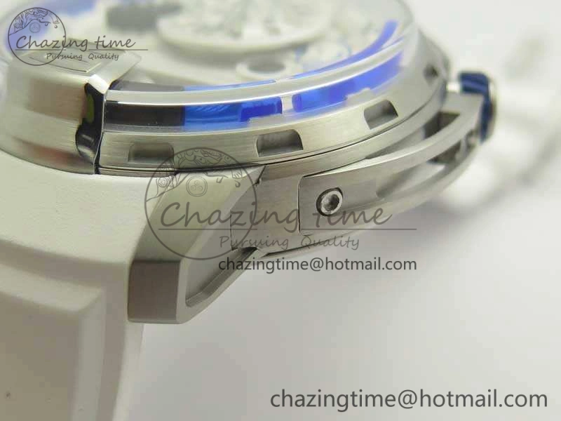 HYT SS CYF White Dial Blue Crown On White Rubber Strap Asian Movement HTY Cal.101