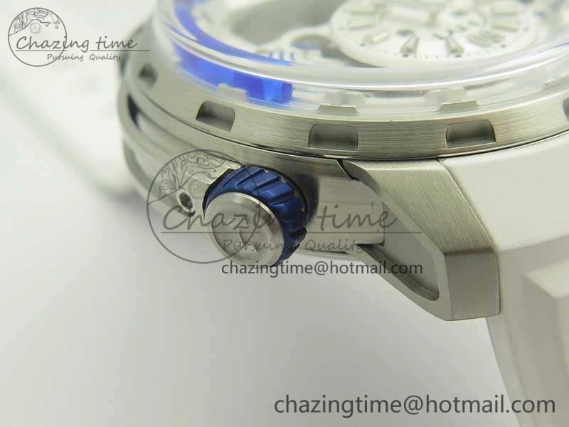 HYT SS CYF White Dial Blue Crown On White Rubber Strap Asian Movement HTY Cal.101