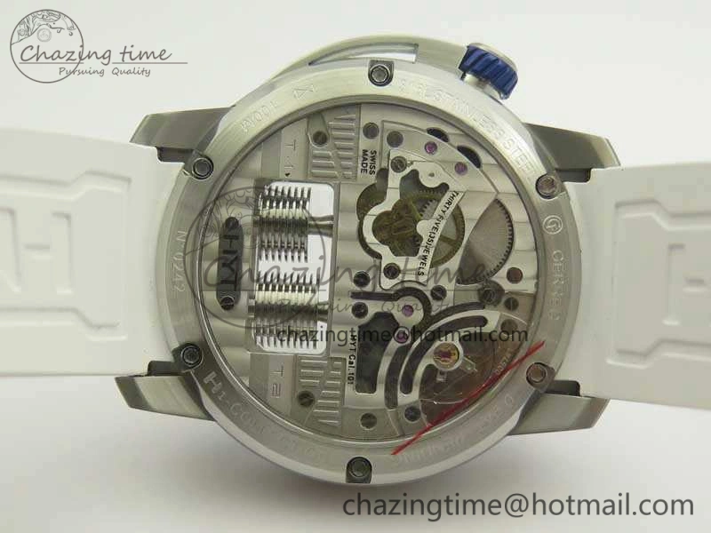 HYT SS CYF White Dial Blue Crown On White Rubber Strap Asian Movement HTY Cal.101