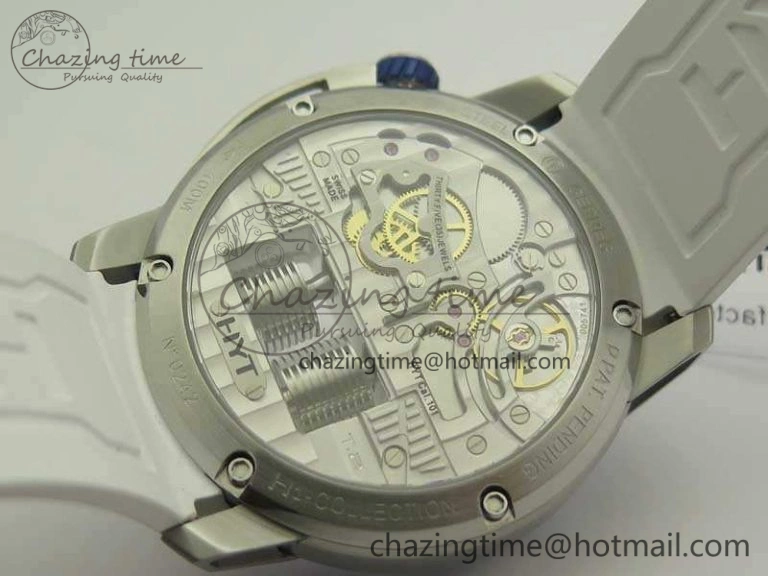HYT SS CYF White Dial Blue Crown On White Rubber Strap Asian Movement HTY Cal.101