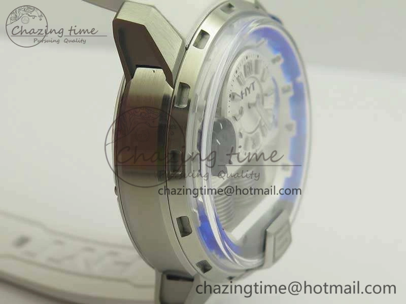 HYT SS CYF White Dial Blue Crown On White Rubber Strap Asian Movement HTY Cal.101