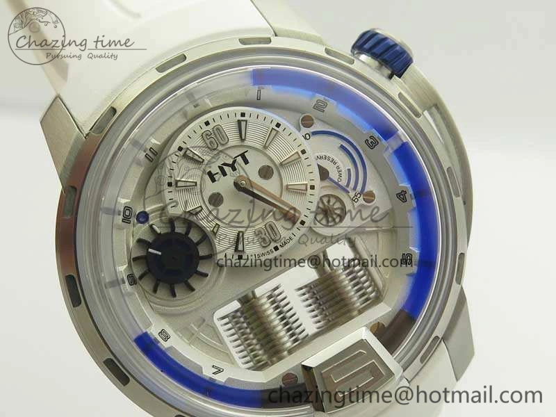 HYT SS CYF White Dial Blue Crown On White Rubber Strap Asian Movement HTY Cal.101