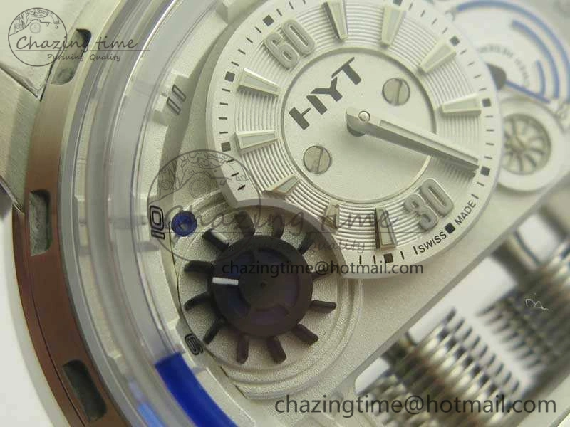 HYT SS CYF White Dial Blue Crown On White Rubber Strap Asian Movement HTY Cal.101
