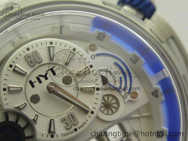 HYT SS CYF White Dial Blue Crown On White Rubber Strap Asian Movement HTY Cal.101