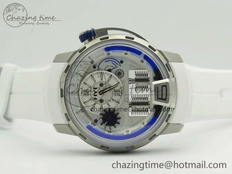 HYT SS CYF White Dial Blue Crown On White Rubber Strap Asian Movement HTY Cal.101