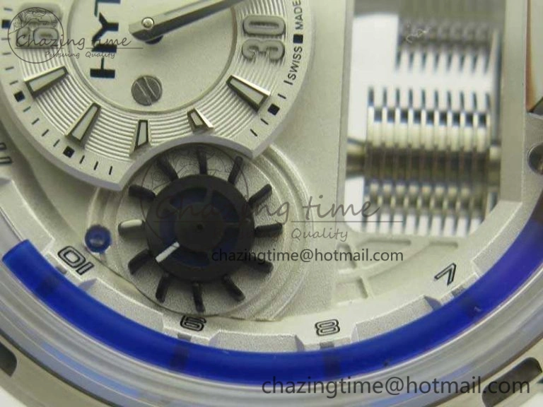HYT SS CYF White Dial Blue Crown On White Rubber Strap Asian Movement HTY Cal.101