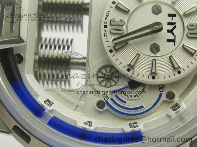 HYT SS CYF White Dial Blue Crown On White Rubber Strap Asian Movement HTY Cal.101