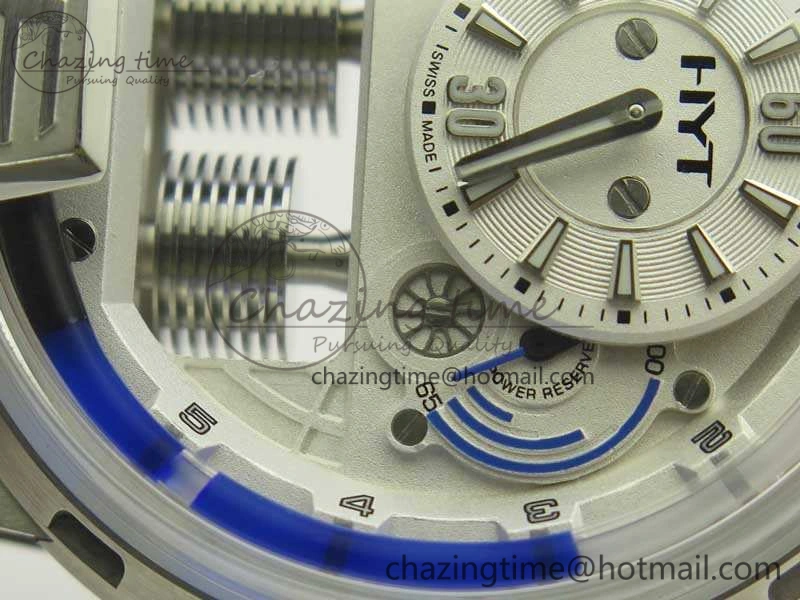 HYT SS CYF White Dial Blue Crown On White Rubber Strap Asian Movement HTY Cal.101