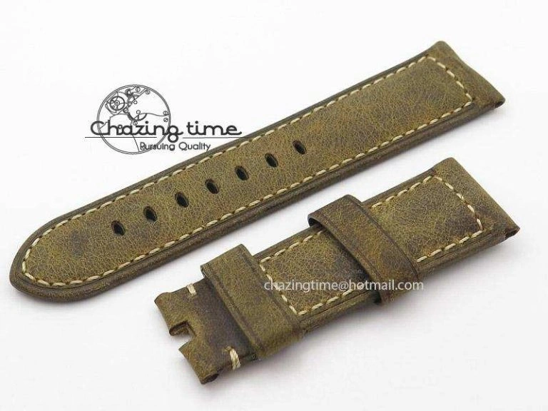 Handmade 24 22 Brown Vintage Strap For Panerai