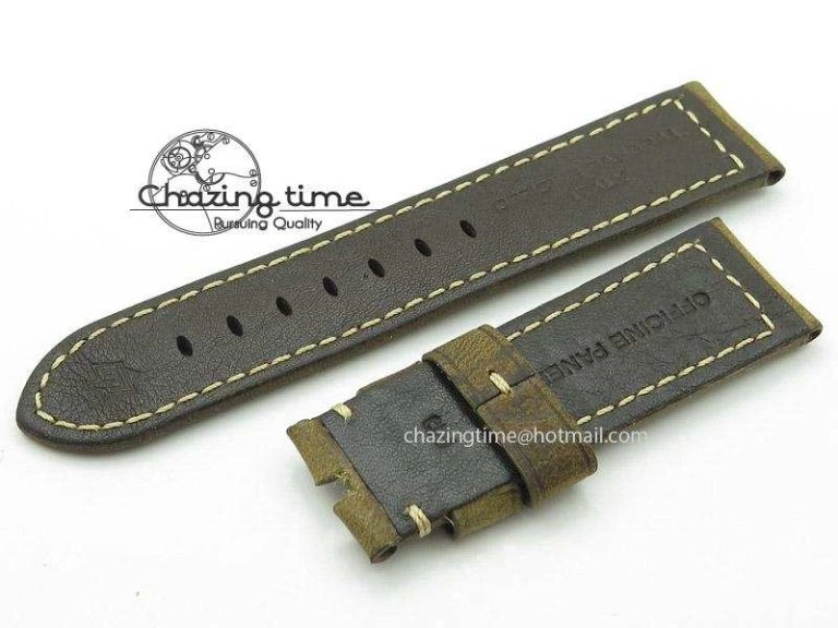 Handmade 24 22 Brown Vintage Strap For Panerai