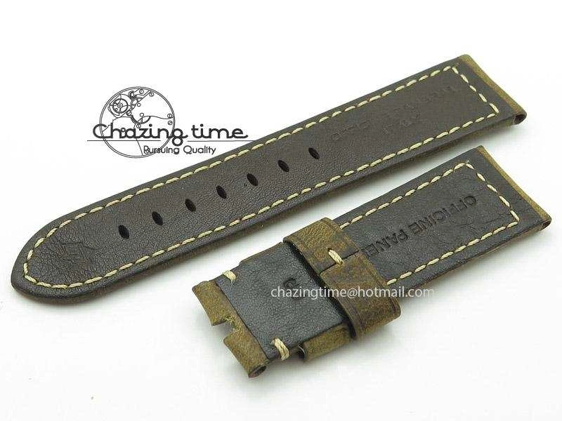 Handmade 24 22 Brown Vintage Strap For Panerai