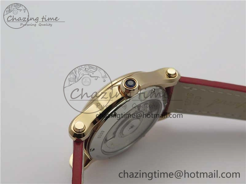 Happy Sport Automatic RG 36mm ZF 1:1 Best Edition White Dial on Red Leather Strap A2892