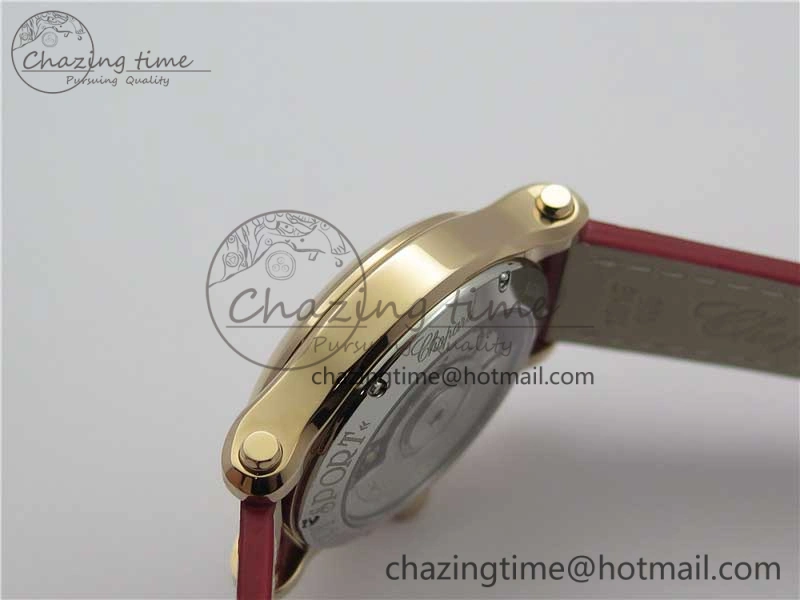 Happy Sport Automatic RG 36mm ZF 1:1 Best Edition White Dial on Red Leather Strap A2892