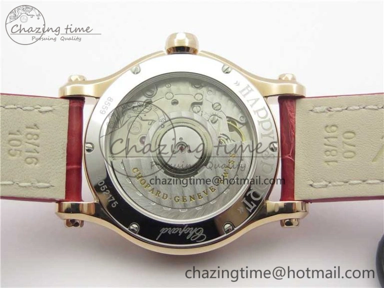 Happy Sport Automatic RG 36mm ZF 1:1 Best Edition White Dial on Red Leather Strap A2892