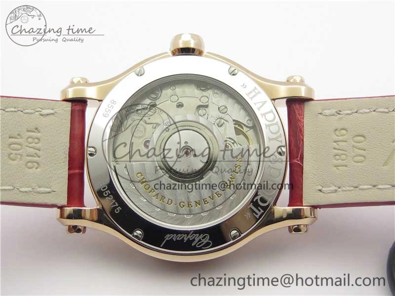 Happy Sport Automatic RG 36mm ZF 1:1 Best Edition White Dial on Red Leather Strap A2892