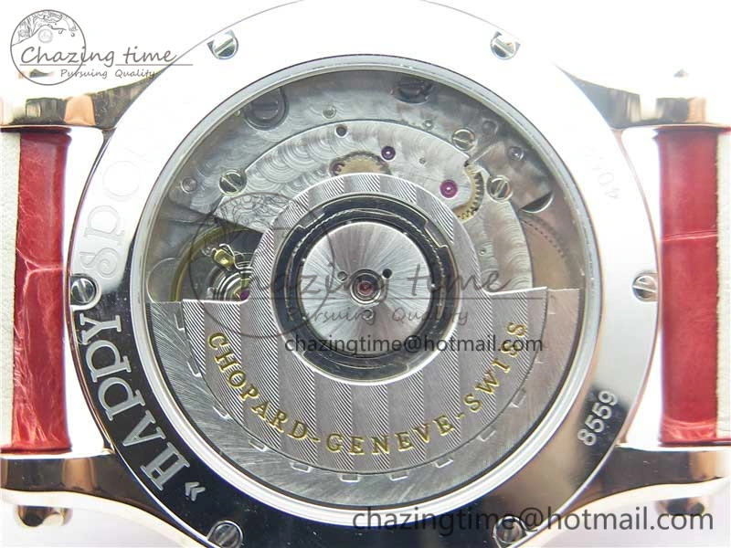 Happy Sport Automatic RG 36mm ZF 1:1 Best Edition White Dial on Red Leather Strap A2892