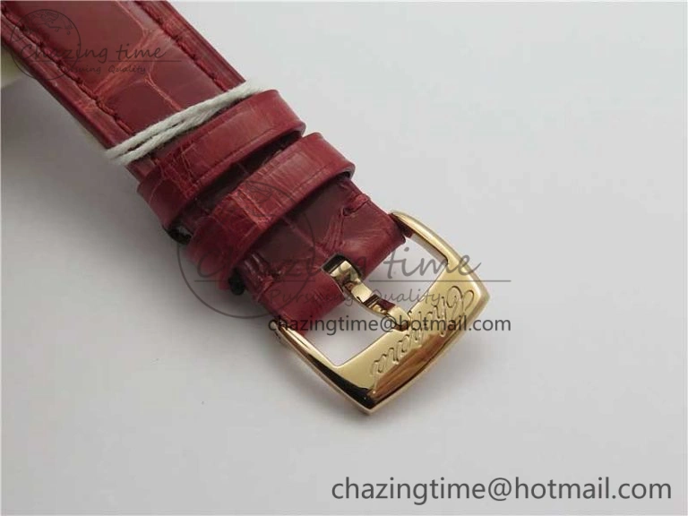 Happy Sport Automatic RG 36mm ZF 1:1 Best Edition White Dial on Red Leather Strap A2892