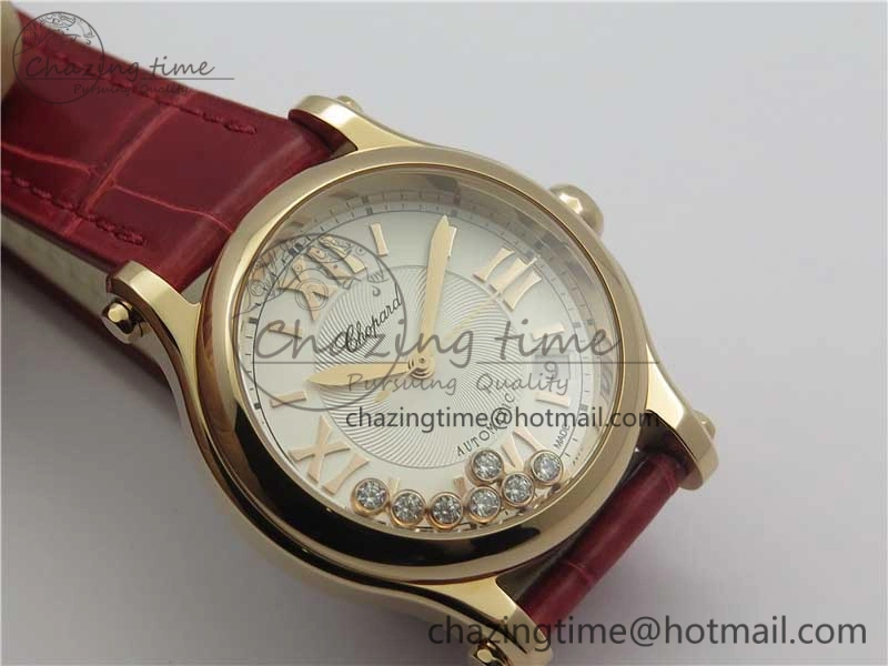 Happy Sport Automatic RG 36mm ZF 1:1 Best Edition White Dial on Red Leather Strap A2892