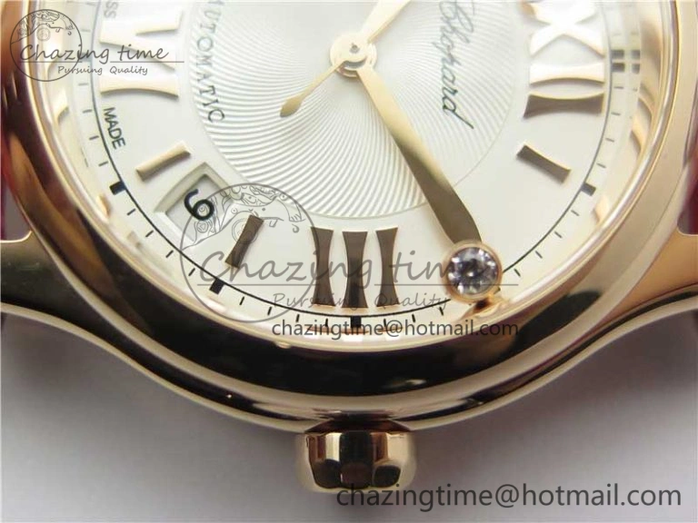 Happy Sport Automatic RG 36mm ZF 1:1 Best Edition White Dial on Red Leather Strap A2892
